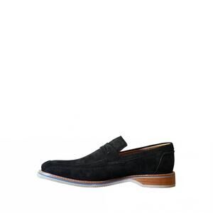 NEW POLISHED men's amalfi leather loafer in black suede